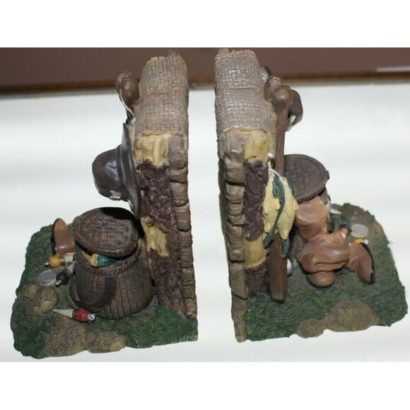 Fisherman Bookends Pair Fishing Gear Boots Hat Heavy Resin Material Home Decor - Picture 3 of 5